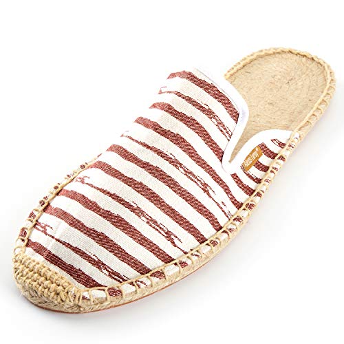 Alexis Leroy Men's Closed Toe Classic Stripe Flat Espadrille Mules
