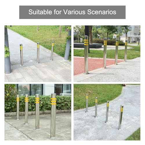 Poste de Bollard de Acero Reflectante Amarillo 23.6" 2 Unidades miniatura 2