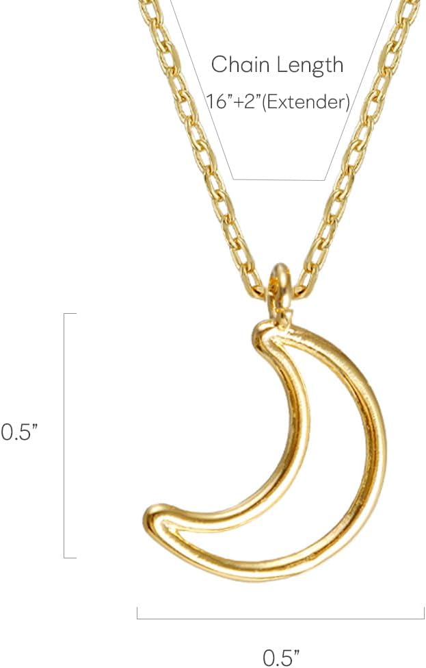 Crescent Moon Necklace – MUSTHAVE 18K Gold Plated Outline Crescent, Minimalist Pendant, Dainty Gold Moon Jewelry for Women, Simple Celestial Necklace, Nature Inspired Jewelry, 16+2 inch Extender, Message Card, Birthday, BFF, Unisex (Yellow Gold) - Image 3