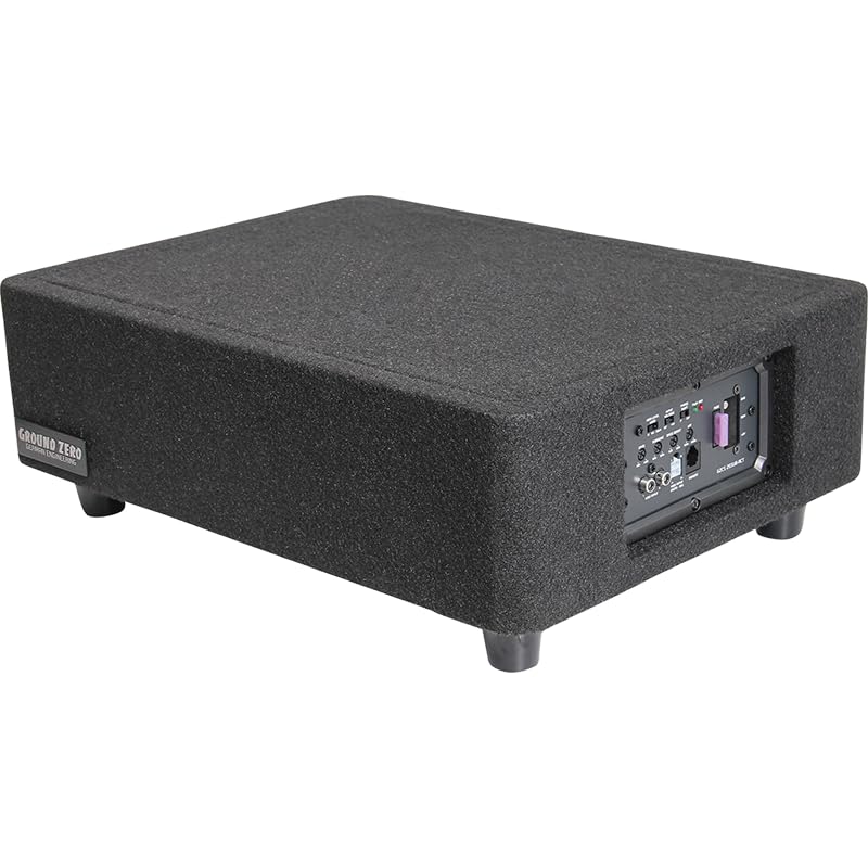 Ground Zero GZCS 25SUB-ACT Aktiv-Gehäusesubwoofer, 25 cm, 320/430 Watt, 50-150 Hz, 9-16 Volt, Downfire, Holz