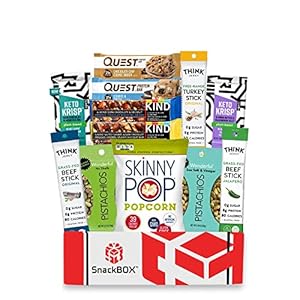 Keto Care Package Variety Pack Snack BOX By SnackBOX (12 Count) Great for Christmas Treats, Snacks, College, Dorms, Finals, Birthday, Back to School, Snack box, Food, Teens, gift basket, Adults, Variety Pack, Ketogenic, Low Carb, Healthy, Sampler, Office