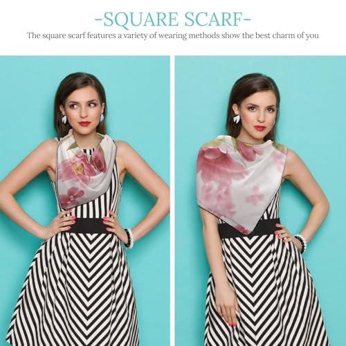 Silk Head Scarf, Hearts Love Fashion Silk Feeling Scarf, Long Lightweight Shawls for Women 6