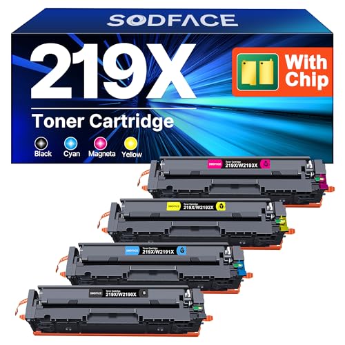 219X W2190X 219A MFP 3302FDWG Toner Mit Chip Kompatibel für HP 219X 219A Toner für Color LaserJet Pro MFP 3302FDWG 3302SDWG 3302FDNG 3302FDW 3302SDW 3302FDN (Schwarz Cyan Gelb Magenta 4er-Pack)