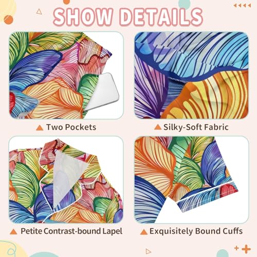 senya Rainbow Butterflies Satin Summer Pajama Sets Silk Short Sleeve Button Down Sleepwear3