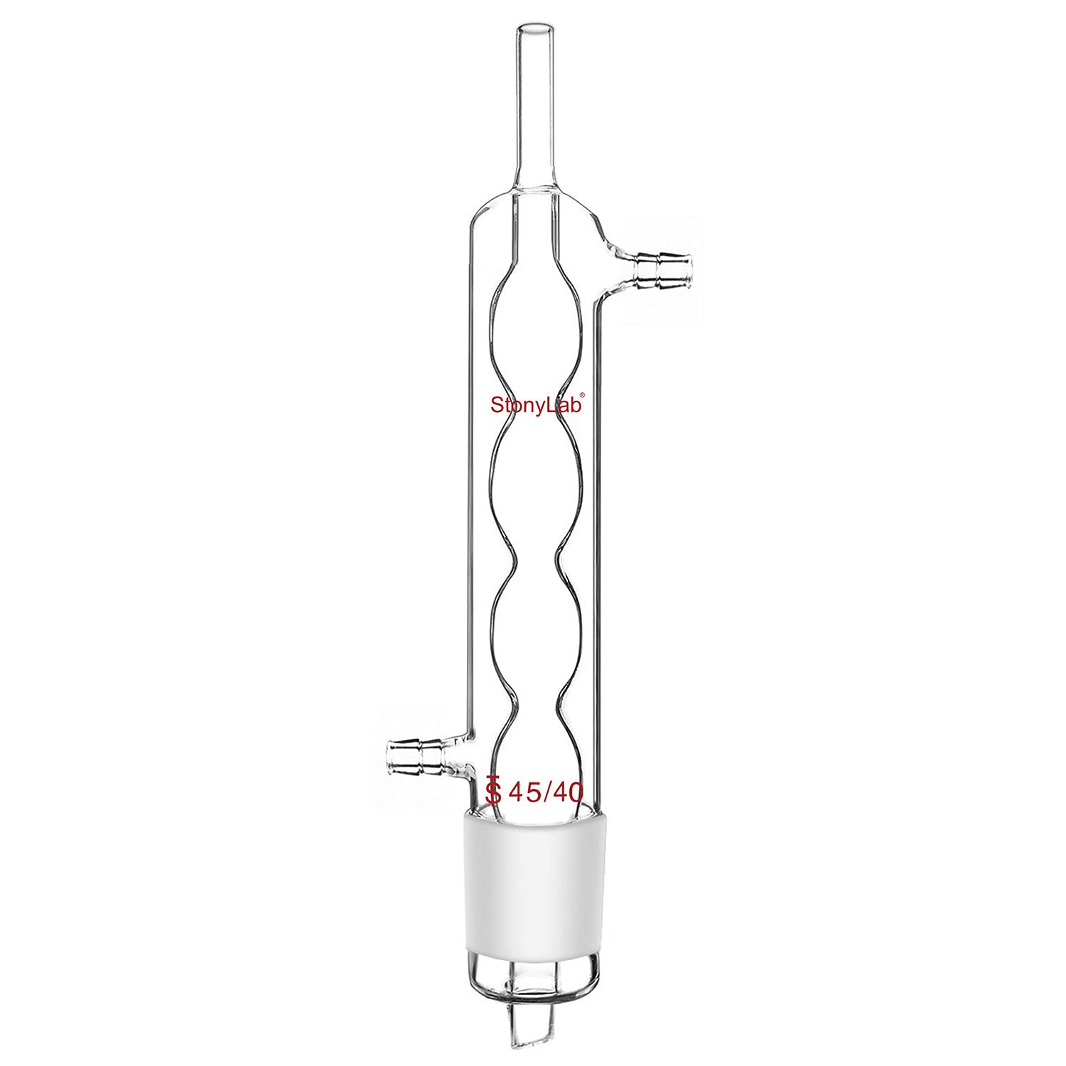 stonylab Allihn Condensatore Reflusso per Estrattore Soxhlet, Vetro Borosilicato Allihn Condenser con Giunto 45/40, Lunghezza Rivestimento 500 mm Condensatore in Vetro da Laboratorio