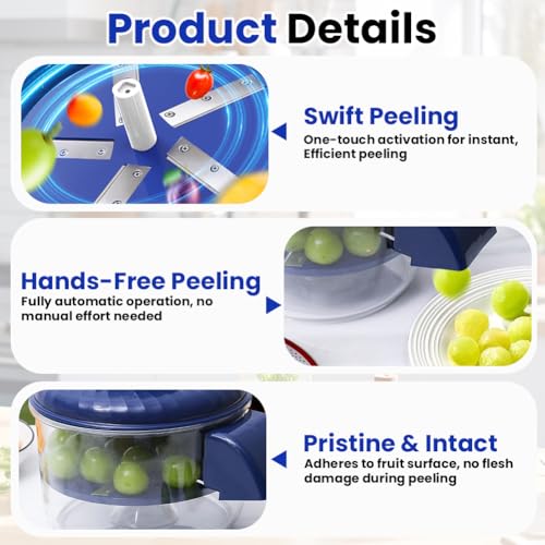 Electric Grape Peeling Machine, Garlic Peeler, Garlic Peeler Machine, Automatic Small Fruit Peeling Tool Rechargeable Home Kitchen Aid Peelers Electric Garlics-Peelers for Small Fruit, Garlics - Image 5