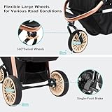 DAISTERN Hundebuggy bis 30KG, Klappbarer Aluminium-Hundewagen, Gepolsterte Liegefläche, Schwenkbares Vorderrad, Große Hinterrad, Hinterradbremsen, Verstellbarer Griff, Sicherheitsleine