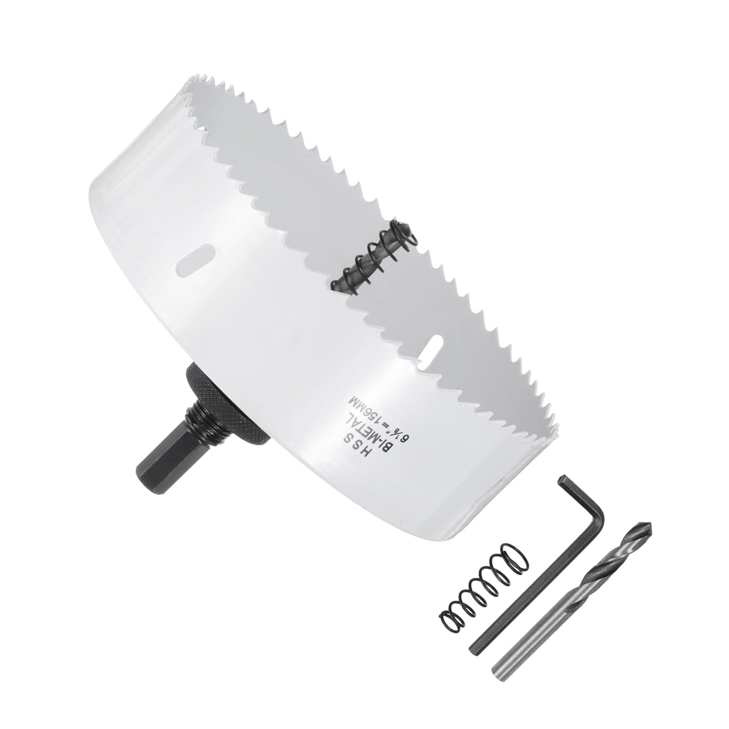 HARFINGTON Bi-Metal Hole Saw Kit 156mm (6-1/7") Hole Cutter Set with 1pcs 7/16" Hex Shank Arbor 2pcs 1/4" Center Drill Bits 2ps Springs 1pcs Wrench for Wood Plastic Soft Metal