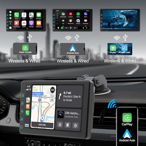 Thebestsvox 7" Wireless Car Stereo with Apple Carplay & 1080P Reverse Camera,Portable Touch Screen Car Play GPS Navigation for Car,Car Audio Receivers with Mirror Link, Android Auto,Bluetooth,FM, Siri - Image 3