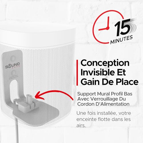 Support mural Sonos ONE Gen 2 PLAY 1 fixation enceinte blanche - 3