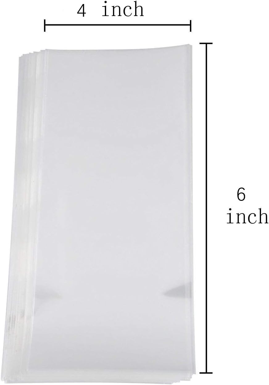 100PCS Cellophane Bags Clear Plastic Cello Bags 4x6 with 4" Twist Ties 5 Mix Colors - 1.4 mils Thick OPP Treat Bags for Gift Wrapping Packaging Decorations Storage (4'' x 6'') : Health & Household