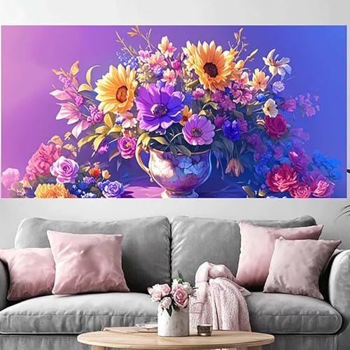 Diamond Painting Adulte Grand Format 100x300cm Broderie Diamant 5D Fleur
