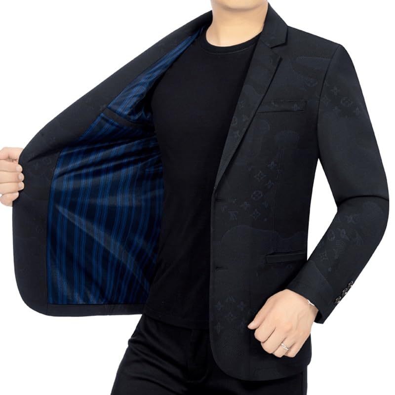 Mens Black Print Blazers Lightweight Sport Coats Two Buttons Notched Lapel Suit Jacket for Daily Party Business2