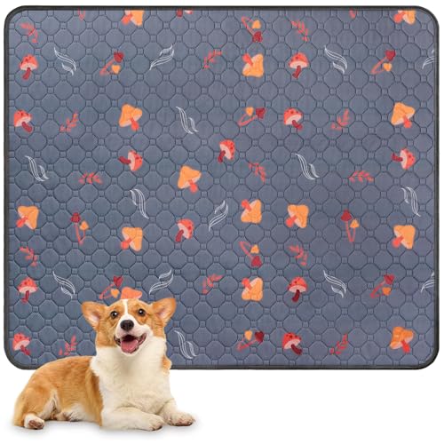 Image of Sunheir Washable Pee Pads for Dogs, Reusable Dog Pads Extra Large Non-Slip Dog Pee Pads, Waterproof & Extra-Absorbent Pet Training Pads for Puppy Playpen, Whelping Box, Potty Training, Grey, 72 inchx 72 inch