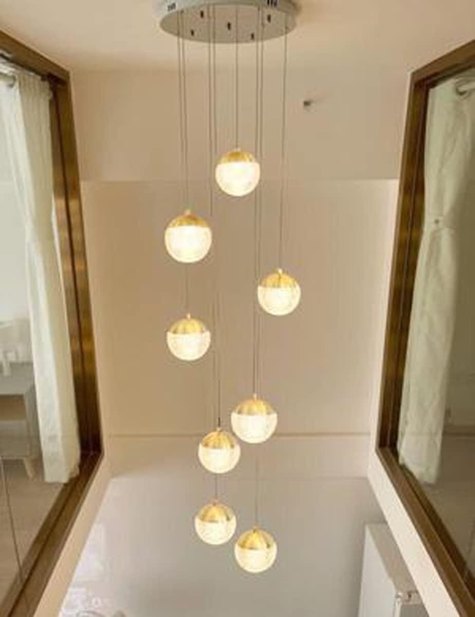SYAXVOM Chandelier Pendant ht Duplex Hollow Living Room Acrylic Crystal Ball Modern Creative Hotel Villa Staircase High Ceiling Lamp (Color : B, Size 8balls) innovate