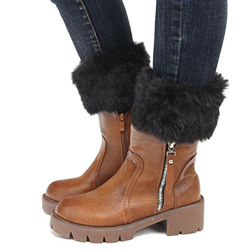 Image of Womens Fur Trim Boot Cuff Top Cover Leg Warmers