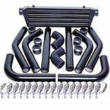SUNROAD Aluminum Intercooler Hoses with 8pcs Bent Hoses, 6pcs Straight Couplers, 2pcs 90 Degrees Elbow Couplers & 16pcs Clamps, Black
