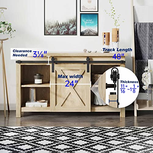 Easelife 4 Ft Cabinet Mini Sliding Barn Door Hardware Track Kit,Easy Install,Slide Smoothly Quietly,Apply For Storage Window Tv Stand And Other Shielding (No Cabinet) #TOP5