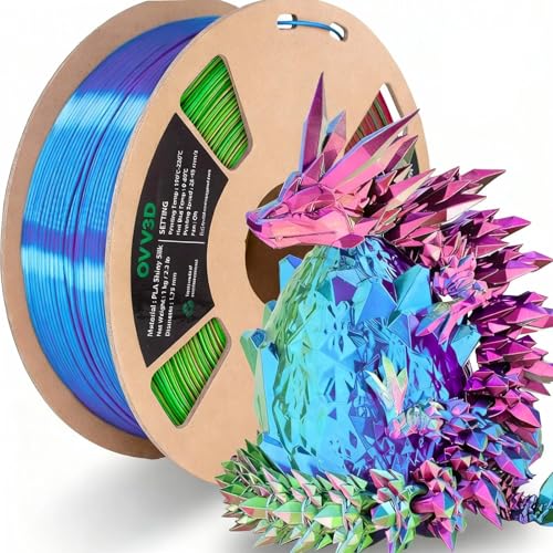Image of OVV3D 3D Printer Filament, Tricolor PLA Filament 1.75mm Silk Rainbow Filament Blue Red Green, 3D Printing Accessories PLA Filament Multicolorfor Most FDM 3D Printers, 2.2lbs