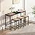 Rhomtree 4 Piece Multi-Functional Modern Rectangular 60" Dining Pub Bar Table Set with Convenient Hanging Stool Design, Easy to Assemble, 3 Stools, Kitchen Small Places(Natural)