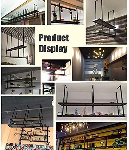 Wine Rack Ceiling Wine Racks,Bar,Restaurant,Wine Glass Rack,Home 2-Tiers Industrial- Solid Wood Ceiling Decoration Shelf- Multifunction Restaurants Kitchens Storage Rack,120X30Cm,1