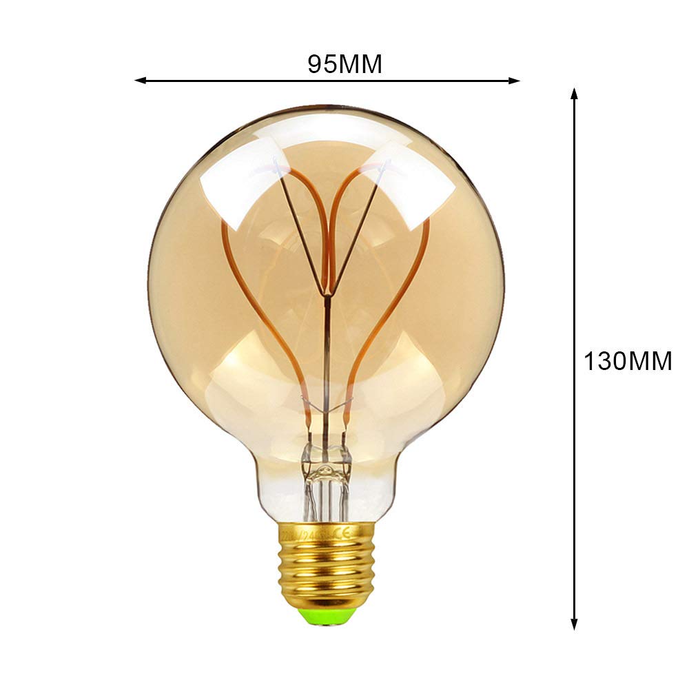 Żarówka, żarówka LED G95 Edison, antyczna, lampa w stylu vintage, żarówka Edison z żarnikiem ściemnialnym, bursztynowa, 220 V, 4 W, staromodna, dekoracyjna, złota, 6 szt.