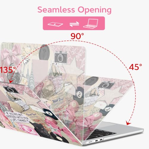 Image of B BELK for MacBook Air 15 inch Case 2026 2025 2024 2023 M5 M4 M3 M2 M1 | A3241 A3114 A2941, Protective Printed Plastic Hard Shell Case with Keyboard Cover & Screen Protector, Pink Coquette Collage