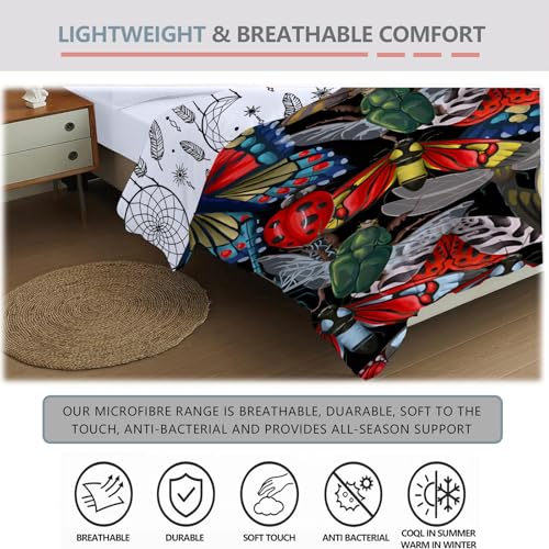 Housse de couette microfibre douce 240x220 réversible motifs imprimés - 6