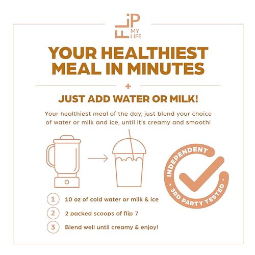 Image of Flip My Life, Flip 7 Natural SuperFood, Plant-Based Protein, Complete Meal Replacement to Support Healthy Gut, 7 Mega Nutrient Rich Blends all in one to AGE BETTER - Peanut Butter