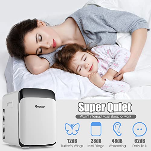 COSTWAY 2-in-1 kleine koeler en warmer, 15L compacte koelkast, kleine koelkast, kleine koeler en warmer voor in de auto, draagbare koelkastkoeler en koelkast, halfgeleider, drankenkoelkast (Wit) - Image 8