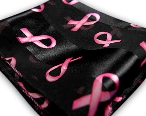 Breast Cancer Awareness Pink Ribbon Scarf - Pink Ribbon Scarf In Black