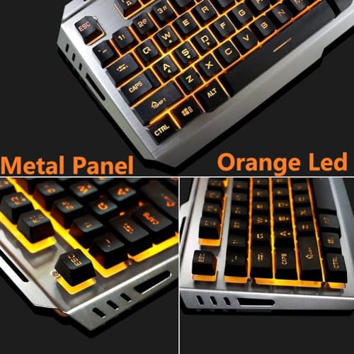 Image of Gaming-Lady Wired Gaming Keyboard and Mouse Combo with Orange Yellow LED Backlit,Dust and Dirt-Proof,Waterproof,Ergonomic Design,Mechanical Feeling,for Working and Prime Gaming