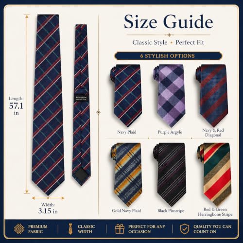 Image of WeiShang Neckties for Men, Classic Formal Tie