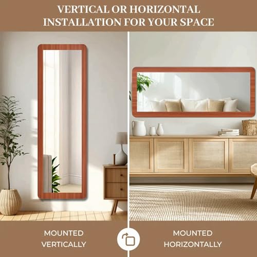 Image of Creative Arts n Frames 15x51 inch Umber Walnut Color Long MDF Wood Wall Hanging Mount HD Mirror Home Decor Items Living Room Bathroom Bedroom Hotel Office (Umber Walnut Color Framed HD Mirror)