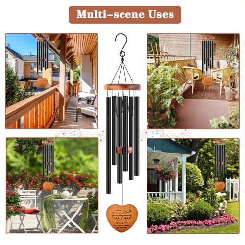 Image of Sympathy Gifts for Loss of Loved One, Memorial Wind Chimes for Mom Dad Husband Brother, Funeral Bereavement Sympathy Gifts Basket, in Memory of Loved One Gifts - Black