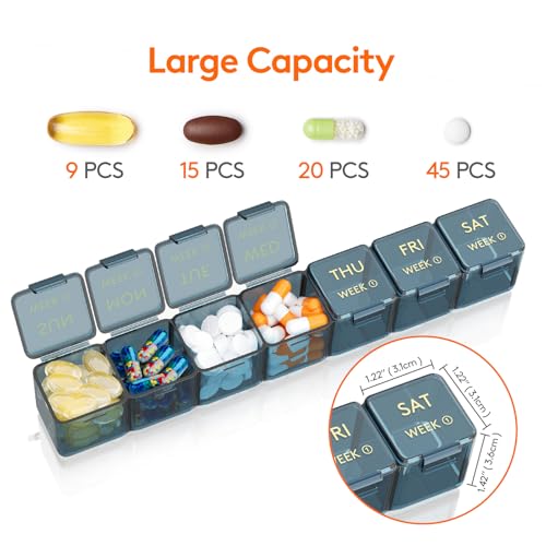 Image of Lifewit Monthly Pill Organizer Once a Day, 28 Day Pill Box, Blue, 28 Grids