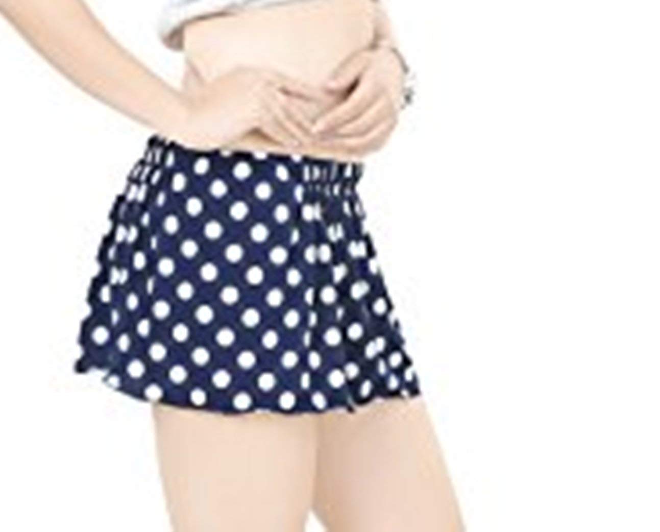 DivasWorldGirls Ladies 10 inch Micro Mini Skirt Navy Blue Polka dot Skirt
