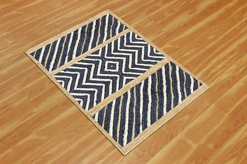 Tapis en jute bleu et beige kilim pour créer une atmosphère sereine - 8