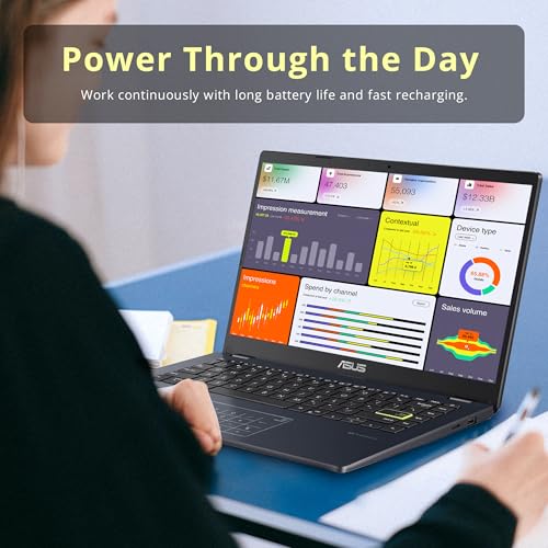 ASUS 14" FHD Laptop, Intel Celeron N4500 Processor, 4GB RAM, 64GB eMMC, Intel Iris Xe Graphics,Webcam, WiFi, Bluetooth, Win 11 S, Quiet Blue, Parent - Image 8