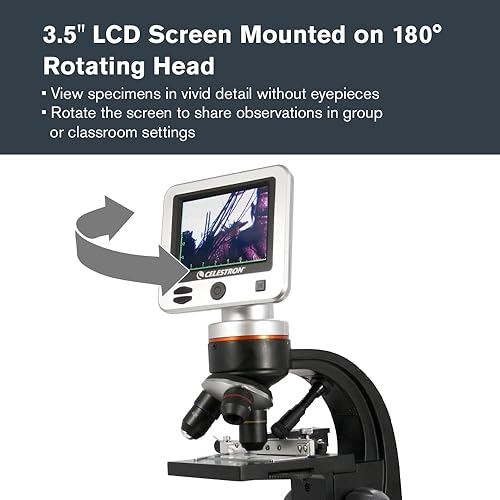 Miniatura 3 de Celestron Microscopio digital LCD II - Microscopio biológico con cámara digital integrada de 5MP - Etapa mecánica ajustable - Estuche de transporte