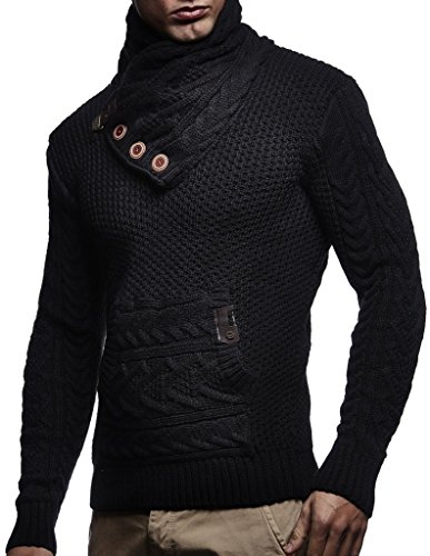 Leif Nelson Men’s Knitted Pullover | Long-Sleeved Slim fit Knitwear | Winter Sweatshirt with Shawl Collar for Men3