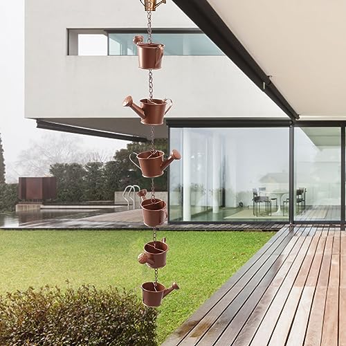 Gsycle Catena di Pioggia A Forma di Bolleo, 90 Cm 6 Tazze di Rame Catena di Cattura della Pioggia Catena di Grondaia per La Sostituzione del Deviatore dell'Acqua per Gli Downspouts della Grondaia