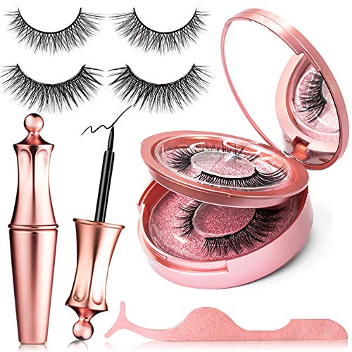 (4 Pairs) Magnetic Eyelashes, ZellBao Magnetic Eyeliner and Lashes Waterproof Magnetic Eyelashes Kit