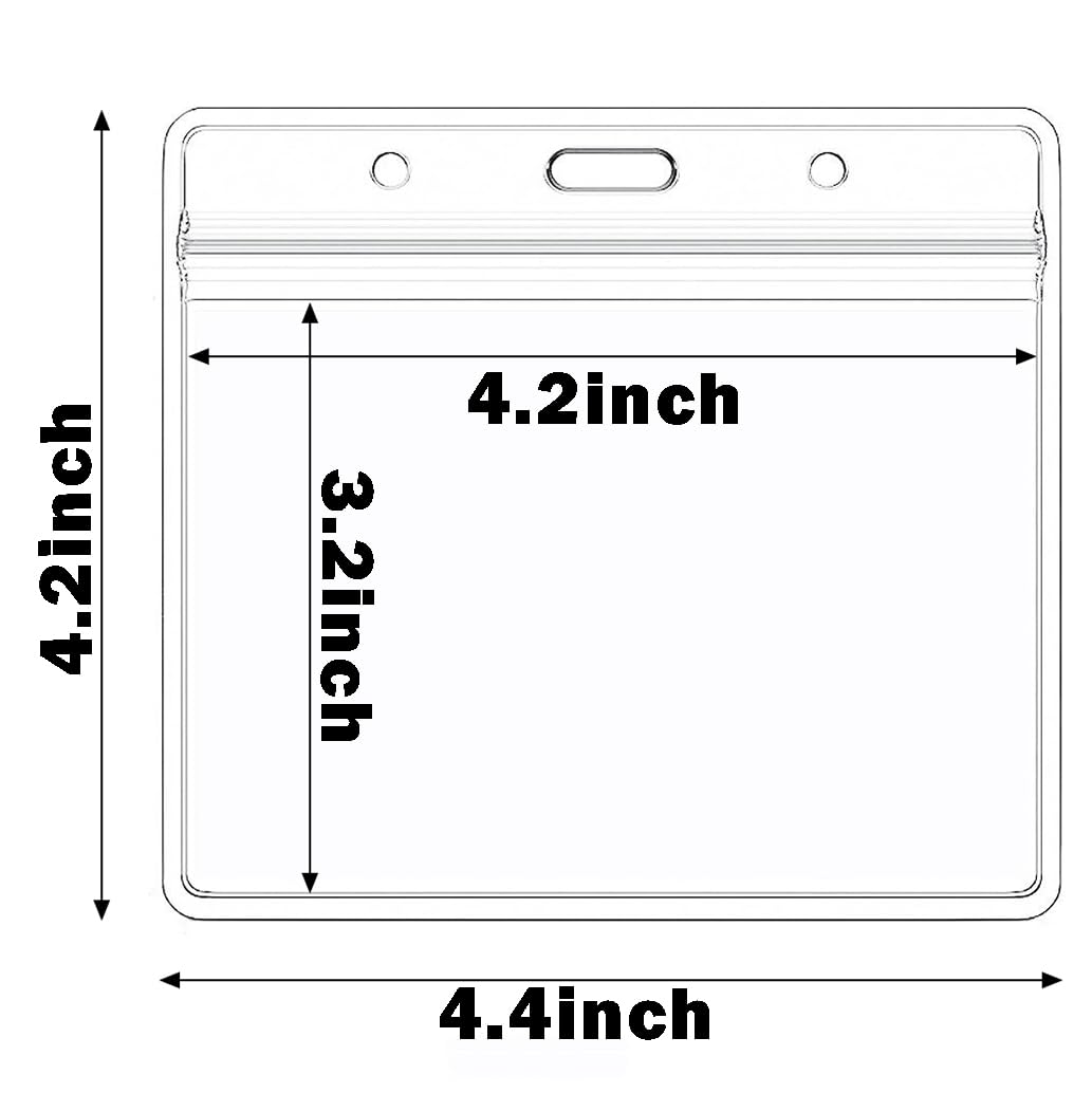 Lot de 100 porte-badges (horizontaux, 10,2 x 7,6 cm), en plastique transparent de qualité supérieure