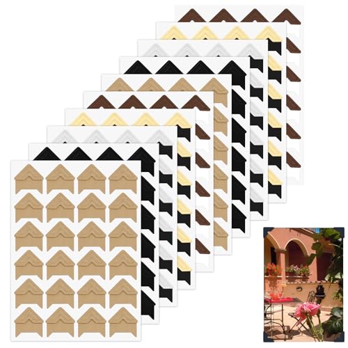Giantree 240 Pcs Photo Corners for Scrapbooking Self-Adhesive Photo Mounting Corners Picture Corner Sticker for Scrapbooks Album DIY Craft Supplies 10 Sheets(Gold/Silver/Khaki/Black/Brown)