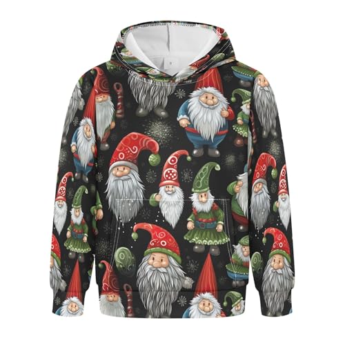 Kids Hoodies Sweaters Christmas Xmas Gnome Dwarfs Hooded Sweatshirts with Big Pockets for Boys Girls B0400447