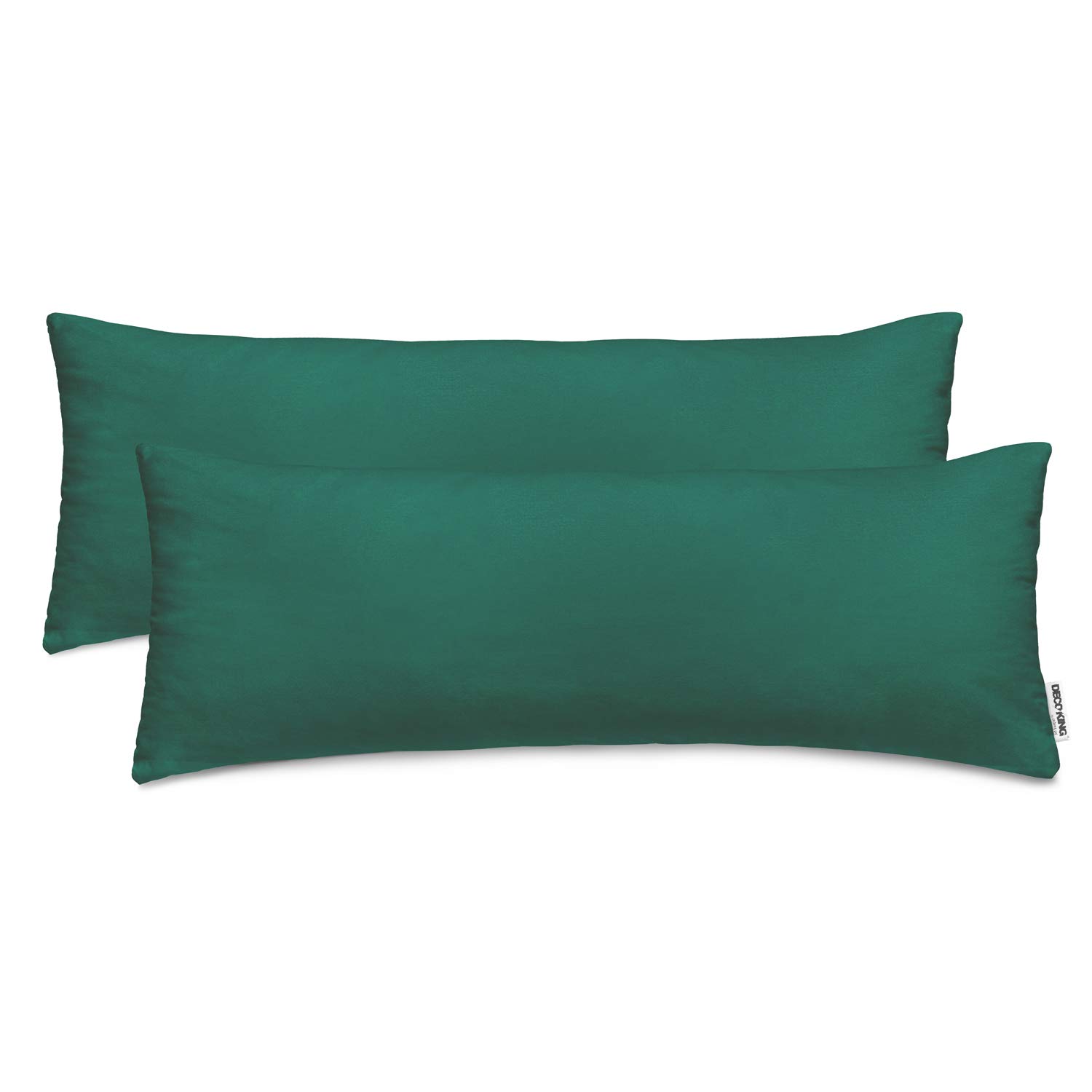 DecoKing 2 x Pillowcases 40 x 120 cm Jersey 100% Combed Cotton Zip Bottle Green Amber, 40 x 120 *2