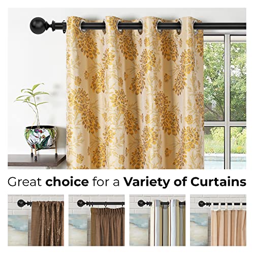 Image of Deco Window 36 to 66 Inch Adjustable Curtain Rod for Window & Door with Ball Finials Extendable Iron Pole for Home Hotel Living Drawing Room (1 inch Diameter, Black)