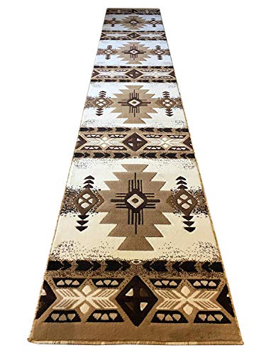 Southwest Native American Runner Area Rug Indian Ivory Concord Design C318 (2 Feet X 7 Feet )