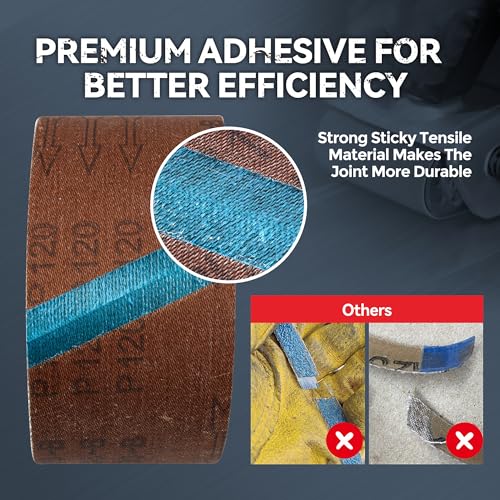 6 x 48 inch zirconia sanding belts 8pcs 2 each of 406080120 assorted grits belt sander sanding belt for knife blade sharpening metal polishing derusting woodworking